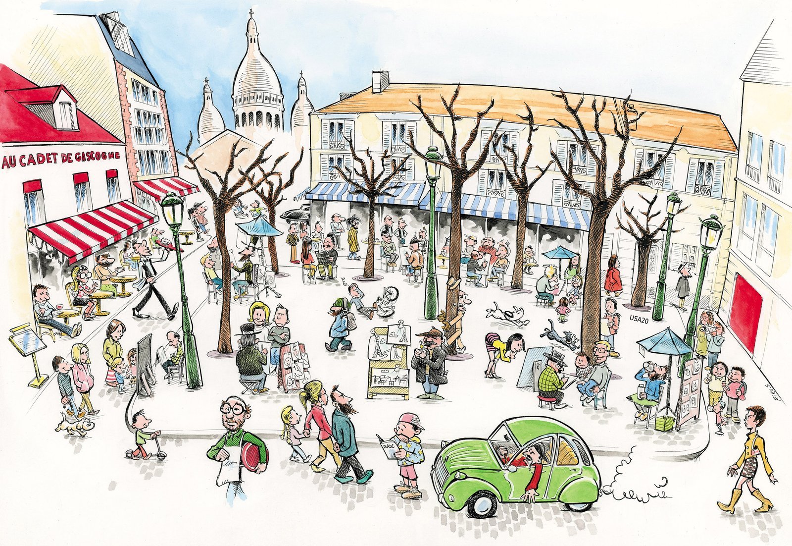 Trova il codice promozionale in questa caricatura di Montmartre