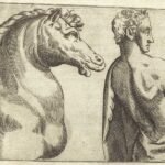 Bearded man raising his right arm. Preparatory study for a Vatican fresco by Giuseppe Porta (1562-1564).