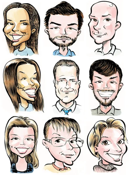 Corporate team caricatures