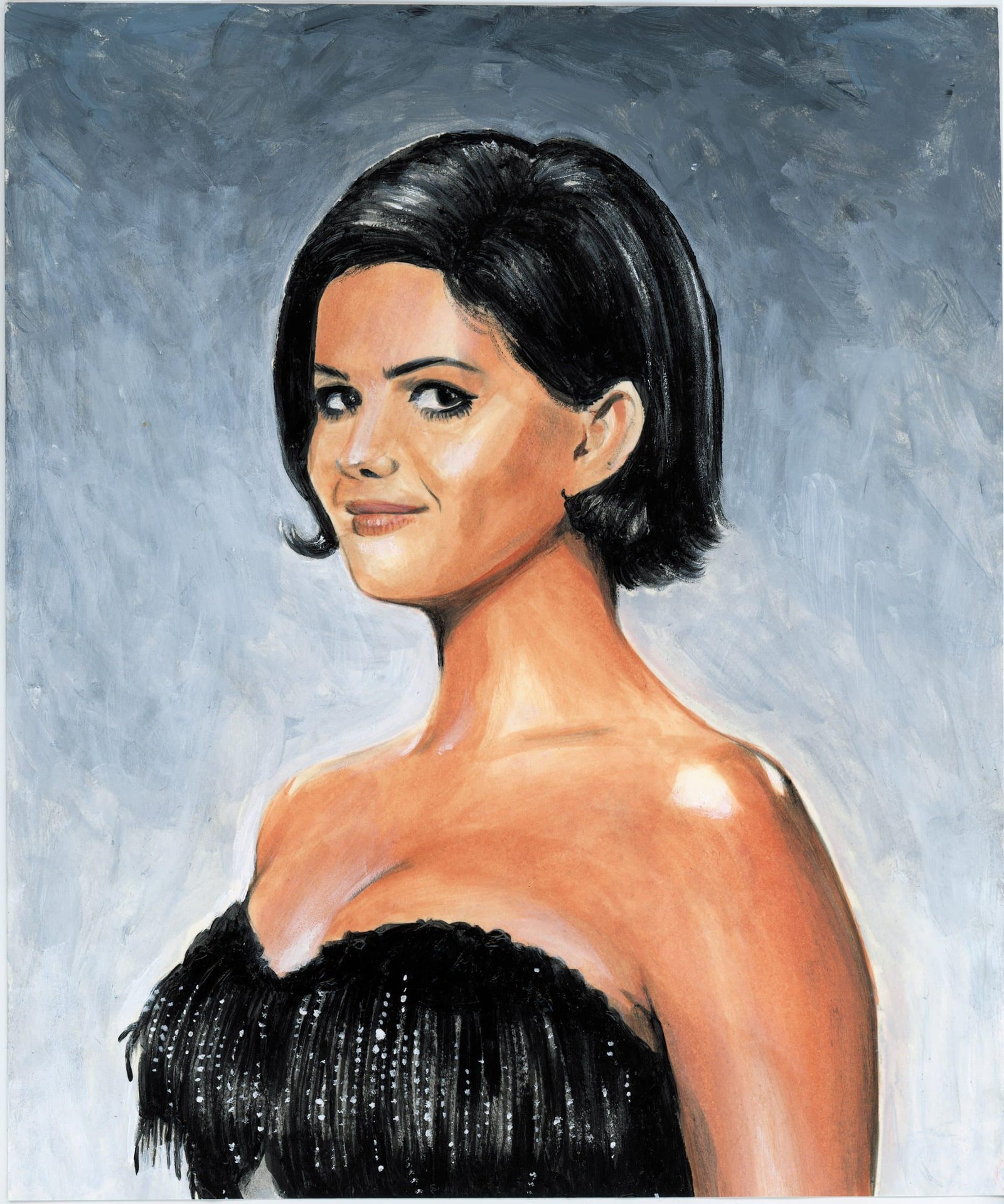 Pittura di Claudia Cardinale da giovane, all'epoca del suo titolo di miss, di Sébastien Rieu
