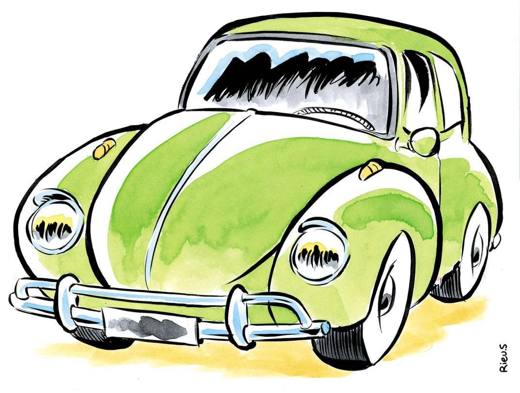 Caricatura di un Volkswagen Maggiolino