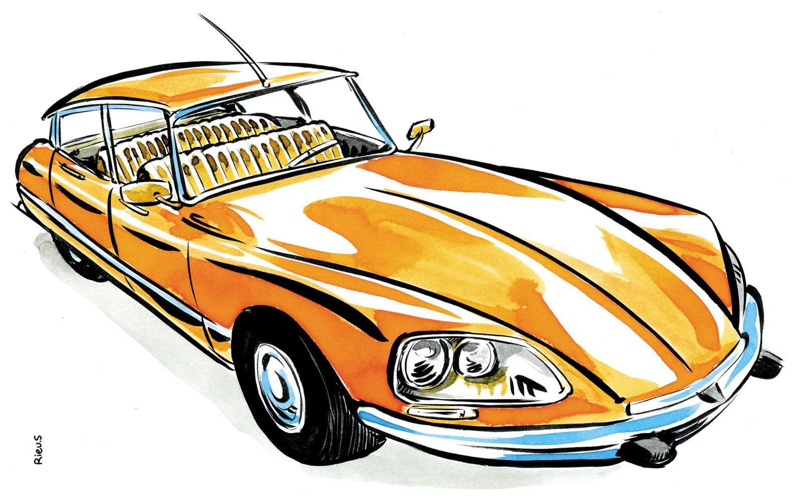 Caricatura di una Citroën DS classica