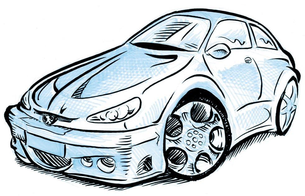 Caricatura di una Peugeot 206 sport