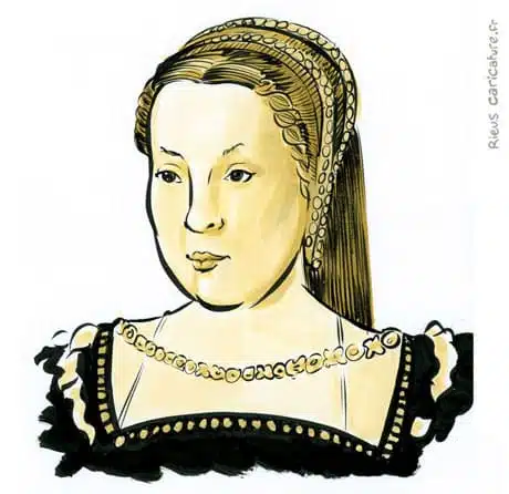 Ritratto ad acquerello seppia di Caterina de' Medici — Reine de France — 1519–1589 · Sébastien Rieu