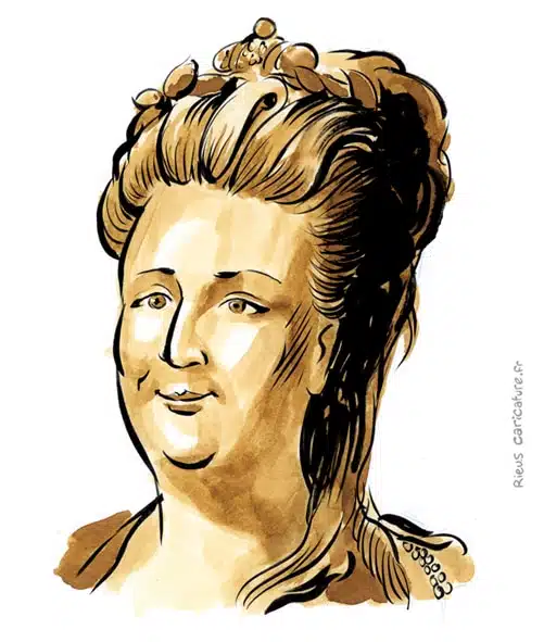 Ritratto ad acquerello seppia di Caterina II di Russia — Impératrice — 1729–1796 · Sébastien Rieu