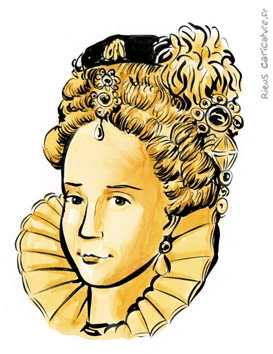 Ritratto ad acquerello seppia di Elisabetta I — Regina d'Inghilterra — 1533–1603 · Sébastien Rieu