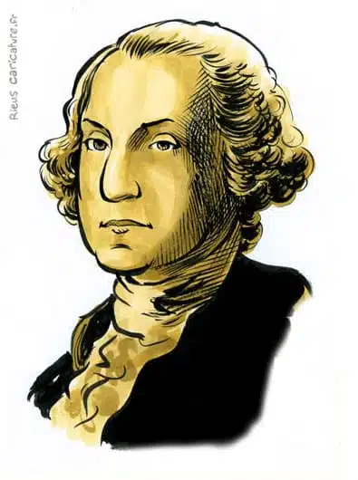 Ritratto ad acquerello seppia di George Washington — 1er Président — 1732–1799 · Sébastien Rieu