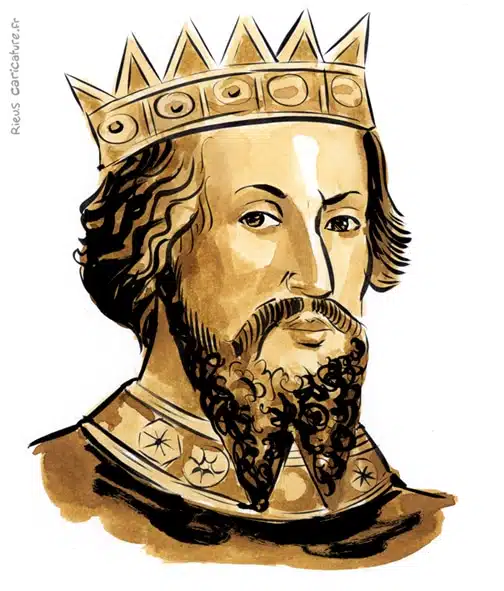 Ritratto ad acquerello seppia di Guglielmo I d'Inghilterra — Roi — 1028–1087 · Sébastien Rieu