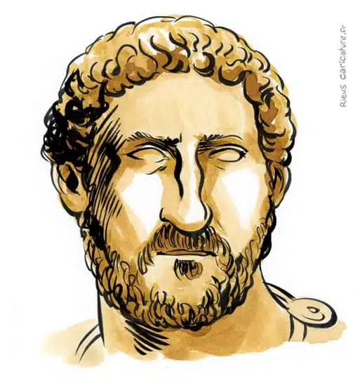 Ritratto ad acquerello seppia di Hadrien — Empereur — 76–138 · Sébastien Rieu