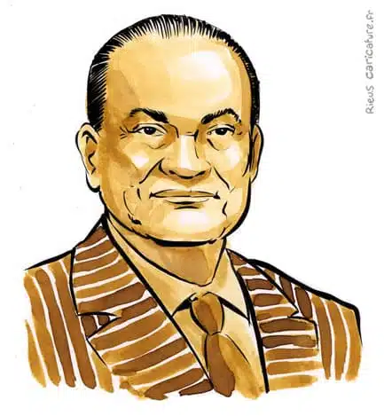 Ritratto ad acquerello seppia di Hosni Moubarak — Président — 1928–2020 · Sébastien Rieu