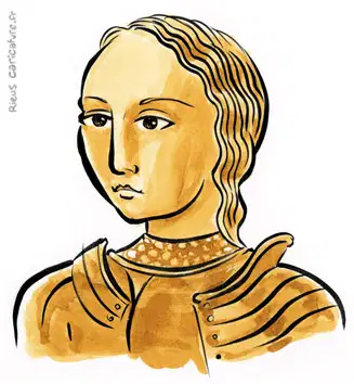Ritratto ad acquerello seppia di Giovanna d'Arco — Eroina francese — 1412–1431 · Sébastien Rieu