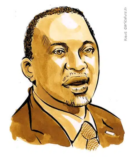 Ritratto ad acquerello seppia di Jomo Kenyatta — Président — ~1897–1978 · Sébastien Rieu