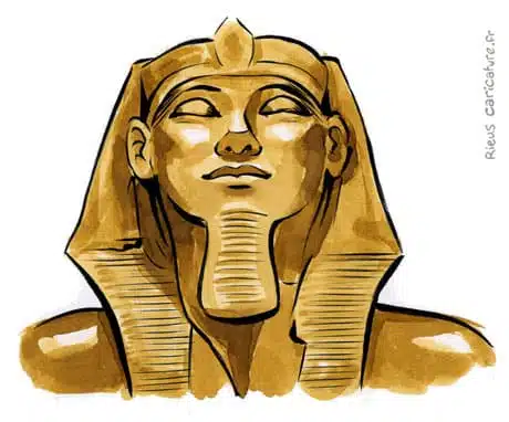 Ritratto ad acquerello seppia di Khéops — Pharaon — ~2589–2566 av. J.-C. · Sébastien Rieu