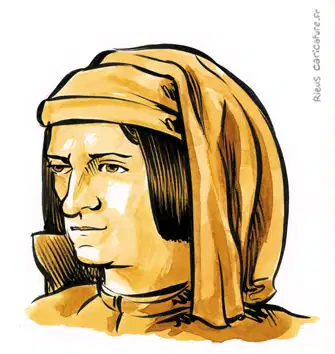 Ritratto ad acquerello seppia di Lorenzo de' Medici — Signore di Firenze — 1449–1492 · Sébastien Rieu