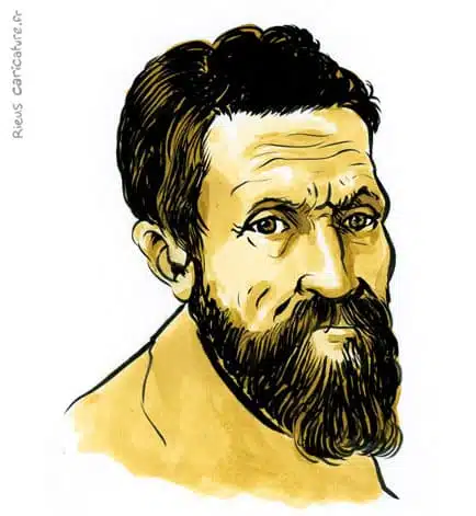 Ritratto ad acquerello seppia di Michel-Ange — Artiste — 1475–1564 · Sébastien Rieu