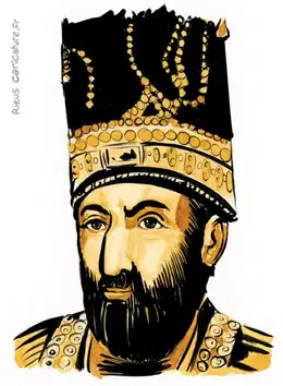 Ritratto ad acquerello seppia di Nadir Shah — Scià di Persia — 1688–1747 · Sébastien Rieu