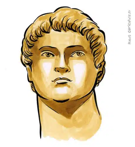 Ritratto ad acquerello seppia di Néron — Empereur — 37–68 · Sébastien Rieu