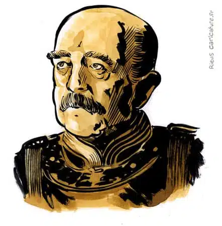 Ritratto ad acquerello seppia di Bismarck — Chancelier — 1815–1898 · Sébastien Rieu