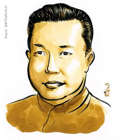 Ritratto ad acquerello seppia di Pol Pot — Dictateur — 1925–1998 · Sébastien Rieu