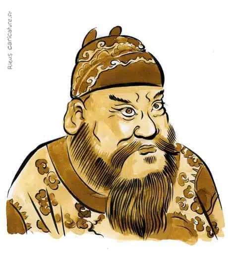 Ritratto ad acquerello seppia di Qin Shi Huangdi — 1er Empereur — 259–210 av. J.-C. · Sébastien Rieu