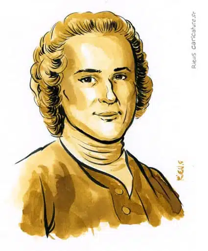 Ritratto ad acquerello seppia di Jean-Jacques Rousseau — Philosophe — 1712–1778 · Sébastien Rieu