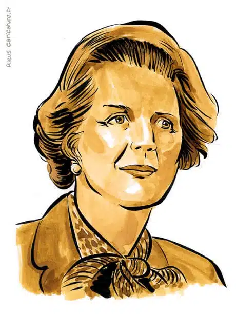 Ritratto ad acquerello seppia di Margaret Thatcher — Première ministre — 1925–2013 · Sébastien Rieu