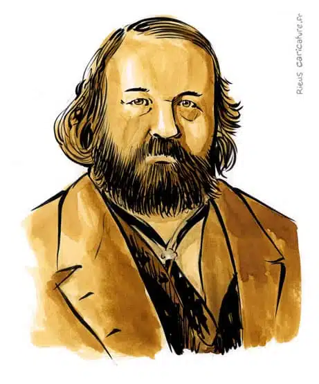 Ritratto ad acquerello seppia di Michail Bakunin — Anarchiste — 1814–1876 · Sébastien Rieu
