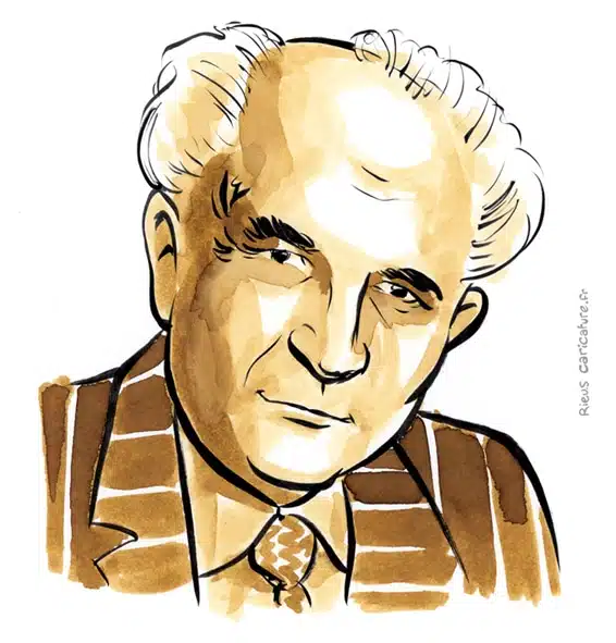 Ritratto ad acquerello seppia di David Ben Gourion — Premier ministre — 1886–1973 · Sébastien Rieu