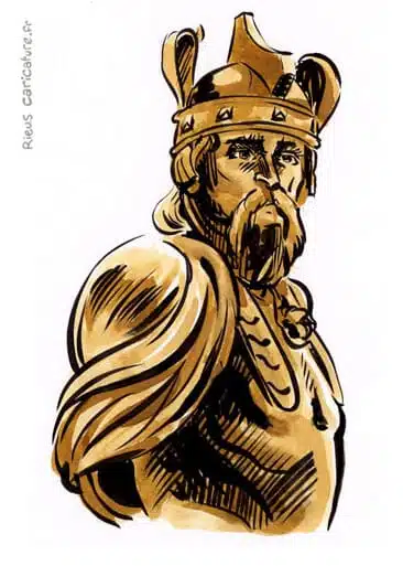 Ritratto in acquerello seppia di Brenno — Capo gallico — ~390 a.C. · Sébastien Rieu