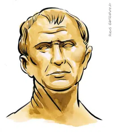 Ritratto ad acquerello seppia di Jules César — Dictateur — 100–44 av. J.-C. · Sébastien Rieu