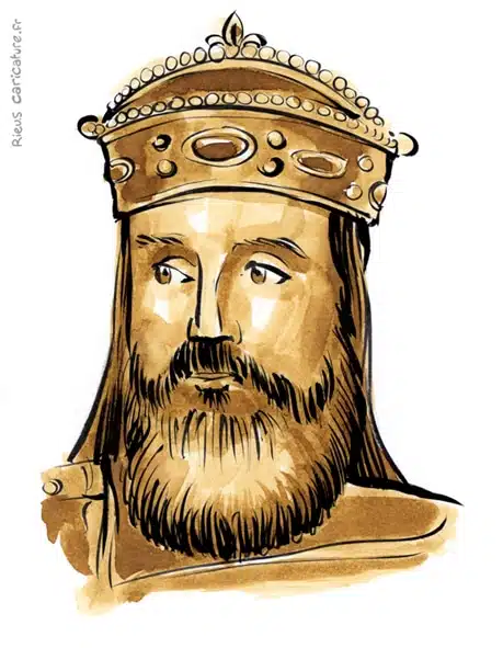 Ritratto ad acquerello seppia di Carlo Magno — Empereur d'Occident — 742–814 · Sébastien Rieu
