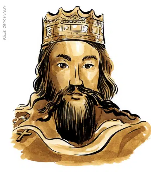 Ritratto ad acquerello seppia di Clodoveo I — Roi des Francs — ~466–511 · Sébastien Rieu