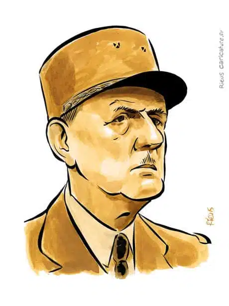 Ritratto ad acquerello seppia di Charles de Gaulle — Président — 1890–1970 · Sébastien Rieu