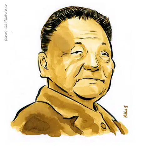 Ritratto ad acquerello seppia di Deng Xiaoping — Homme d'État — 1904–1997 · Sébastien Rieu