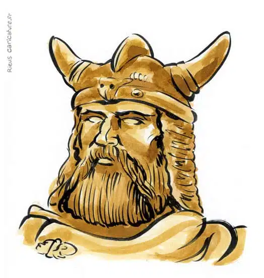 Ritratto ad acquerello seppia di Érik le Rouge — Explorateur viking — ~950–1003 · Sébastien Rieu