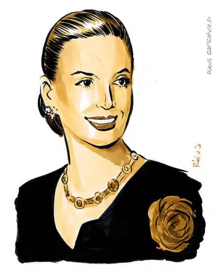 Ritratto ad acquerello seppia di Eva Perón — Première dame d'Argentine — 1919–1952 · Sébastien Rieu