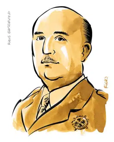 Ritratto ad acquerello seppia di Francisco Franco — Dictateur — 1892–1975 · Sébastien Rieu
