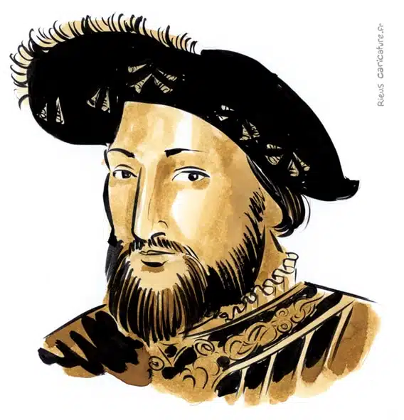 Ritratto ad acquerello seppia di Francesco I di Francia — Roi de France — 1494–1547 · Sébastien Rieu