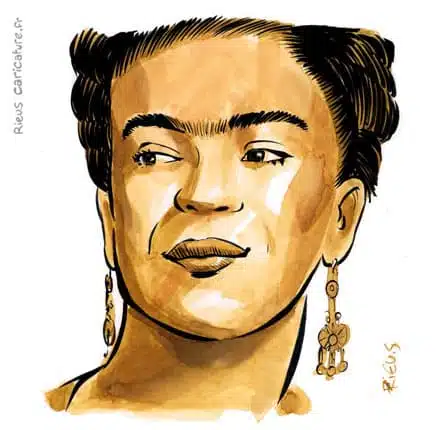 Ritratto ad acquerello seppia di Frida Kahlo — Peintre — 1907–1954 · Sébastien Rieu