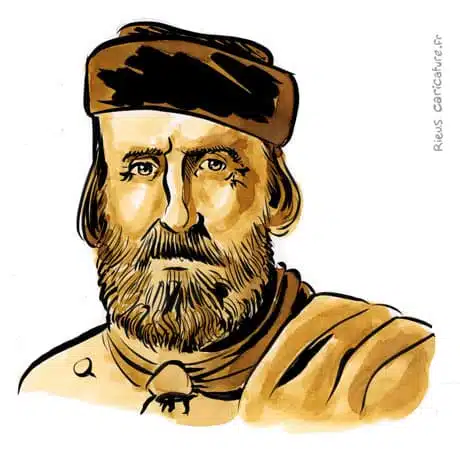 Ritratto ad acquerello seppia di Garibaldi — Héros de l'unité italienne — 1807–1882 · Sébastien Rieu
