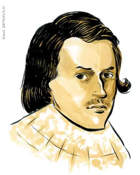 Ritratto ad acquerello seppia di George Villiers, I duca di Buckingham — Duc de Buckingham — 1592–1628 · Sébastien Rieu