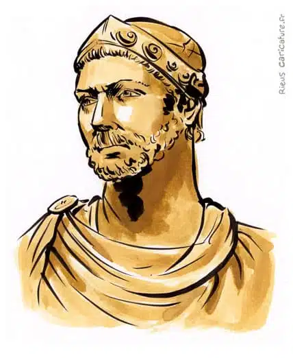 Ritratto ad acquerello seppia di Hannibal Barca — Général carthaginois — 247–183 av. J.-C. · Sébastien Rieu