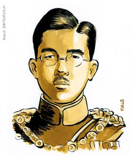 Ritratto ad acquerello seppia di Hirohito — Empereur — 1901–1989 · Sébastien Rieu