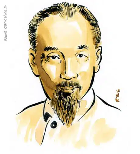 Ritratto ad acquerello seppia di Hô Chi Minh — Président — 1890–1969 · Sébastien Rieu
