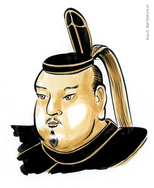 Ritratto ad acquerello seppia di Tokugawa Iemitsu — Shogun — 1604–1651 · Sébastien Rieu