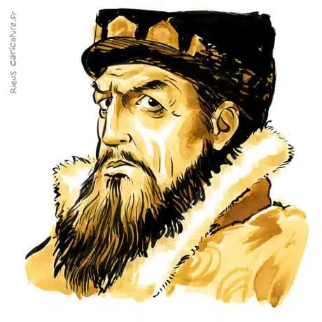 Ritratto ad acquerello seppia di Ivan IV di Russia — Tsar — 1530–1584 · Sébastien Rieu