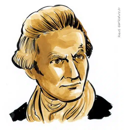 Ritratto ad acquerello seppia di James Cook — Navigateur — 1728–1779 · Sébastien Rieu