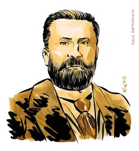 Ritratto ad acquerello seppia di Jean Jaurès — Homme politique — 1859–1914 · Sébastien Rieu