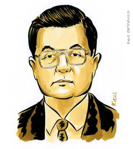 Ritratto ad acquerello seppia di Hu Jintao — Président — 1942– · Sébastien Rieu