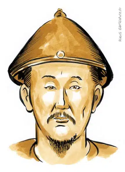 Ritratto ad acquerello seppia di Kangxi — Empereur Qing — 1654–1722 · Sébastien Rieu
